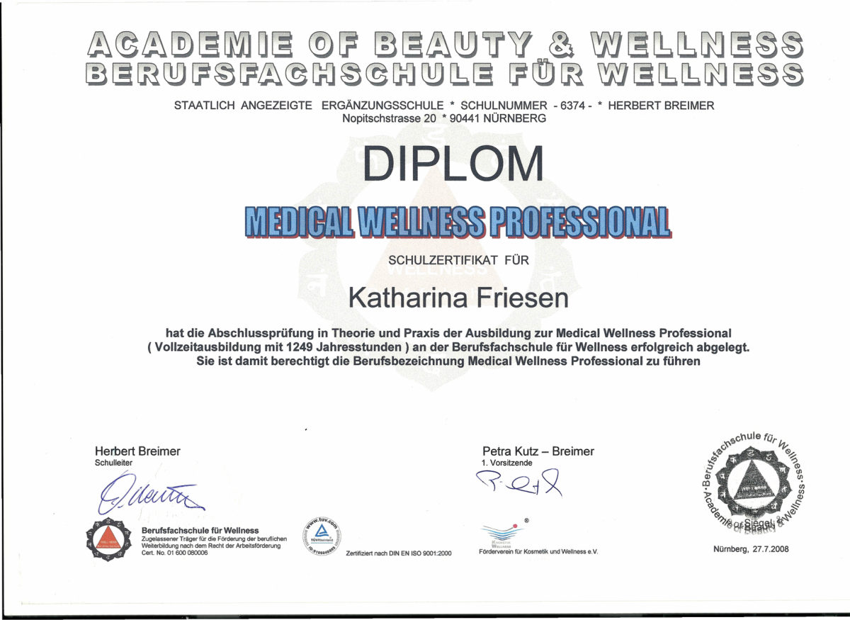 Diplom Medical Wellness Professional – Katharina Friesen